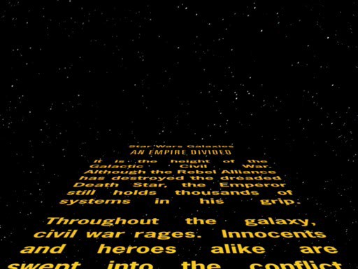 star wars intro. Février 2007. Cinématique