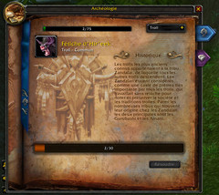 B�ta Cataclysm: Arch�ologie - Interface d'Arch�ologie D�couvertes