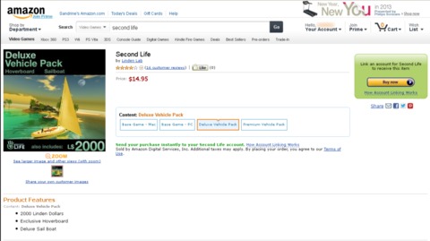 Second Life - Second Life disponible sur Amazon (Mise à jour)