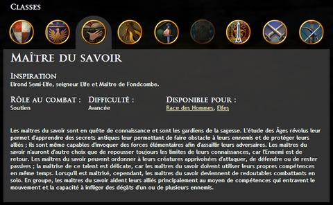 Le Seigneur des Anneaux Online - Classe - Le maître du savoir : généralités