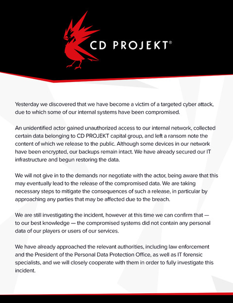 CD Projekt - CD Projekt Red piraté : le code source de Gwent publié, The Witcher 3 mis aux enchères