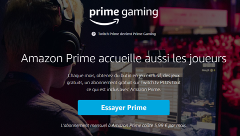 Amazon - Twitch Prime devient Prime Gaming au sein de l'offre Amazon Prime
