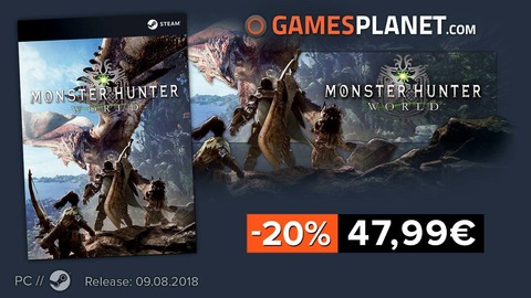 Monster Hunter World - Bon plan : -20% sur la précommande de Monster Hunter World sur PC