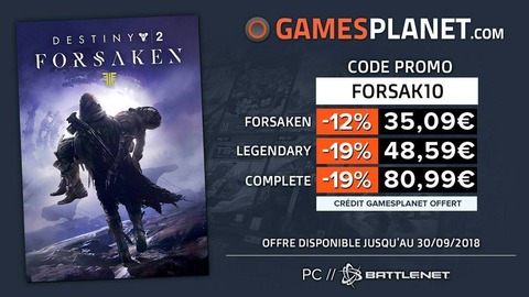 Destiny 2 - Bon plan : de -12% à -19% de remise sur l'extension Forsaken de Destiny 2