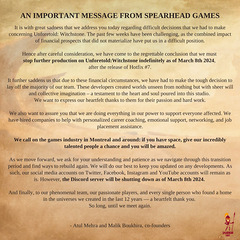 Spearhead Games licencie et interrompt le développement de Unforetold: Witchstone