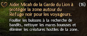 Guild Wars 2 - Aider Micah de la Garde du Lion à protéger la zone autour du refuge noir pour les voyageurs