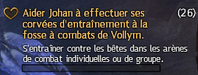 Guild Wars 2 - Aider Johan à effectuer ses corvées d'entraînement à la fosse à combats de Vollym