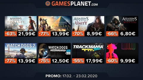 Promo Gamesplanet : réductions record sur les jeux Ubisoft (-77%) et Take-Two (-80%)