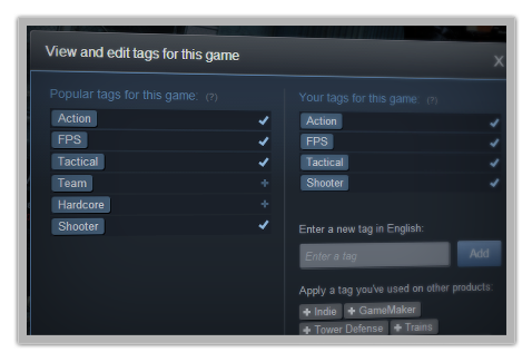 Valve - Les tags s'imposent sur la plateforme Steam