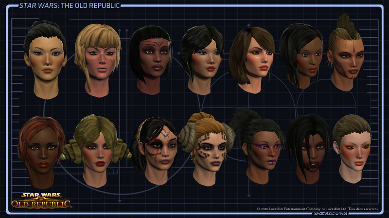 Exemple de t�tes de personnages f�minins
