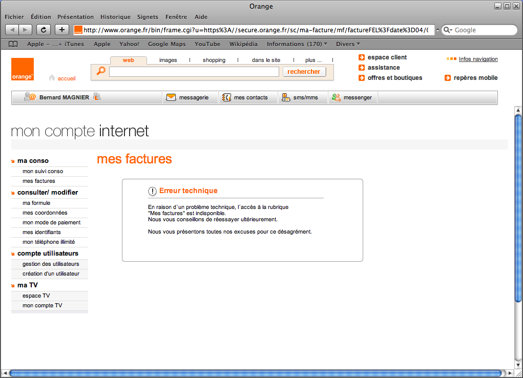 Adsl Orange Firefox Safari Problemes D Acces Au Facture