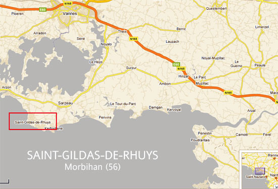 illustration : carte routière localisant Saint-Gildas-de-Rhuys