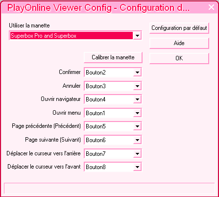 menu configuration de la manette