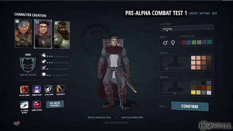 Pré-alpha : premier aperçu de la création de personnages dans Crowfall