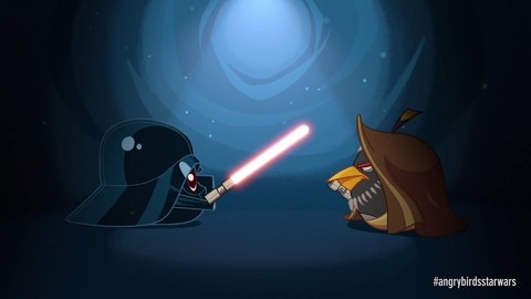 Présentation du gameplay d'Angry Birds Star Wars (Obi Wan&Dark Vador)