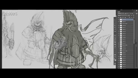 Coulisses de la réalisation du dessin conceptuel de Grombrindal le Nain Blanc de Total War Warhammer