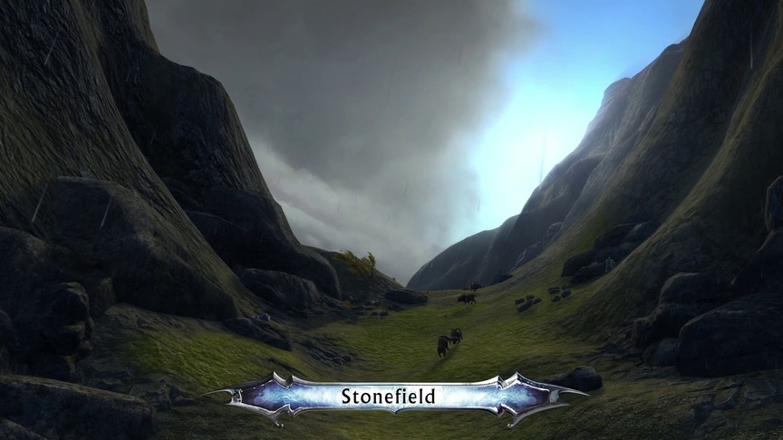 Survol de Champierre (Stonefield), l'une des zones des Sceptiques