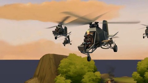 Hélico et héros steampunk de Battlefield Heroes