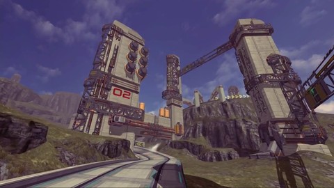 Aperçu du circuit montagnard " Deuterium Rally" de Quantum Rush