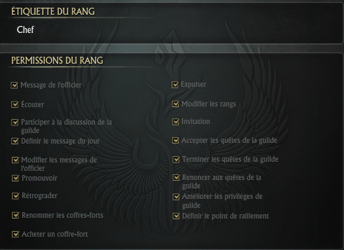 Droits du chef de guilde.
