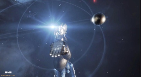 EVE Online - Une statue dédiée à un joueur d'EVE Online, marquant 10 années d'exploration pour un tour d'univers