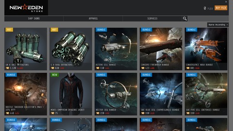 EVE Online - Remaniement de la boutique d'EVE Online, pour susciter l'envie