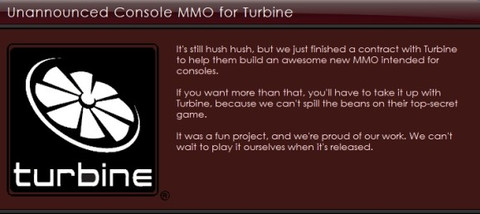 Turbine Inc - Turbine s'associe à Twisted Pixel pour un MMO sur console ?