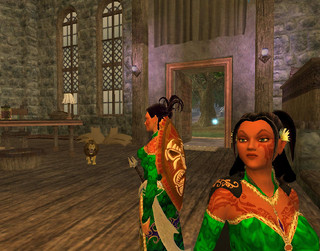 Deux brunes elfes des bois à Qeynos. 