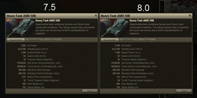 AMX 50B en version 7.5 et 8.0
