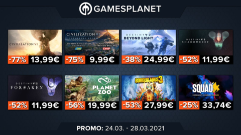 Promo Gamesplanet : Civilization VI (-77%), Borderlands 3 (-68%), Destiny 2 (-38%) et Super Seducer 3 non censuré en exclusivité (-5%)