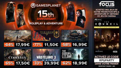 Promo Gamesplanet : 400 RPG et jeux d'aventure à petits prix (jusqu'à -91%), avec un jeu offert
