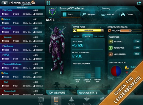 PlanetSide 2 - L'application mobile disponible