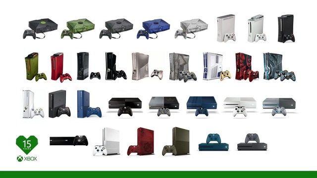 Image des modèles de console Xbox durant les 15 premières années de la console