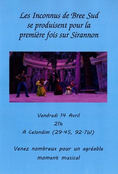 Les Inconnus de Bree Sud en concert à Celondim vendredi 14 avril à 21h00