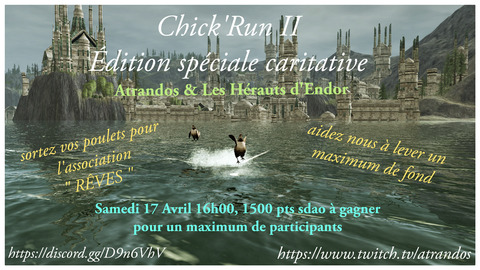 Le Seigneur des Anneaux Online - Un stream et un Chick'Run caritatifs sur le SdAO samedi 17 avril pour l'association Rêves