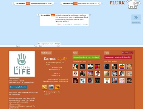 Second Life - Linden Lab rejoint Plurk