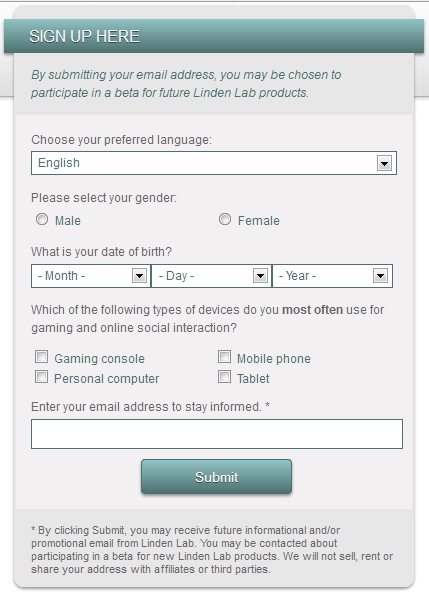 Linden Lab - Participez aux beta des nouveaux produits de Linden Lab