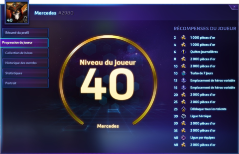 Heroes of the Storm - Les niveaux de compte