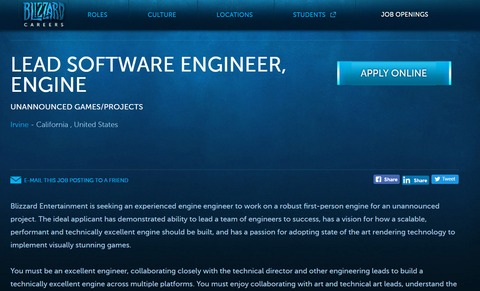 Blizzard Entertainment - Blizzard recrute des spécialistes de FPS et étend son équipe « Diablo »