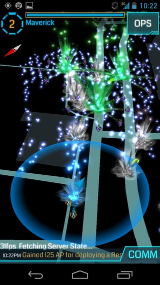 Capture d'écran d'Ingress - Itinéraires