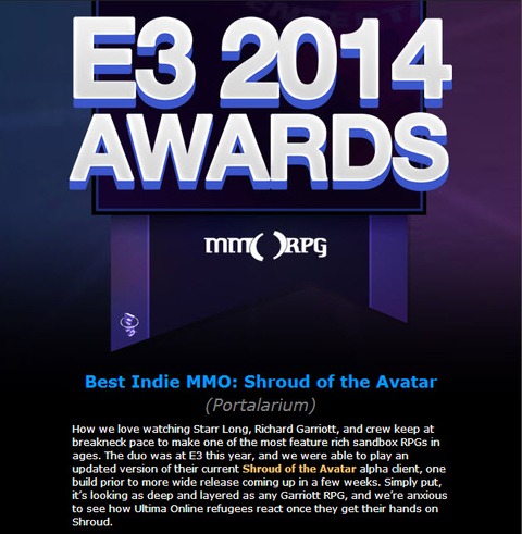 Sota E3 2014 award