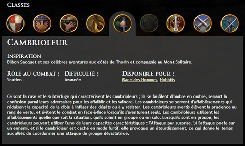 Le Seigneur des Anneaux Online - Classe - Le Cambrioleur