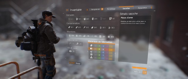 The Division (Bêta) - Inventaire - sacoches