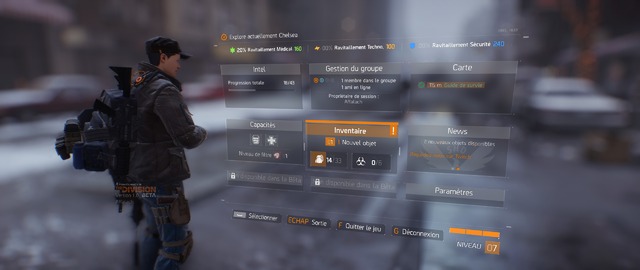 The Division (Bêta) - Menu