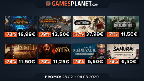 Promo Gamesplanet : les licences DOOM à -71% et Total War à -80%