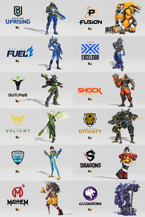 Overwatch - Les skins (maillots) aux couleurs des équipes de l'Overwatch League en vente pour les supporters