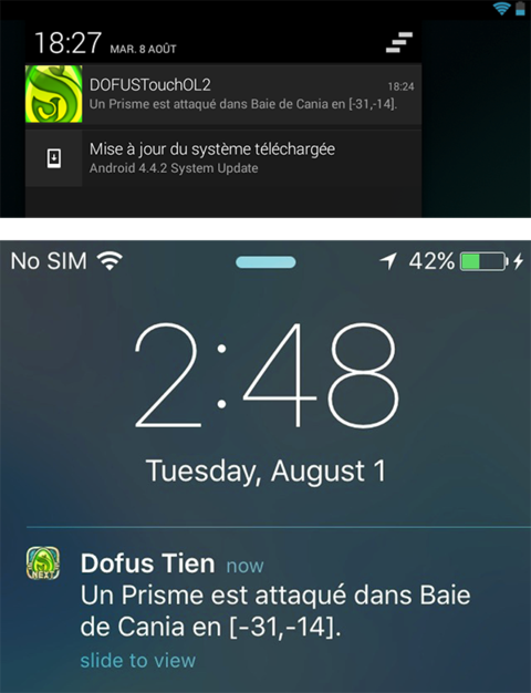 Notifications DOFUS Touch