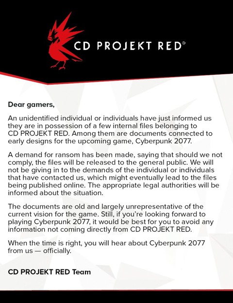 Cyberpunk 2077 - Des documents internes sur Cyberpunk 2077 piratés, pour faire chanter CD Projekt