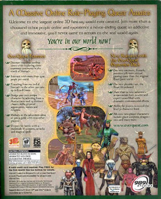 Le dos de la boîte d'EverQuest: The Ruins of Kunark