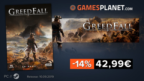 GreedFall - Soldes GamesPlanet : le RPG GreedFall en promotion (-14%) avec ses bonus de précommande